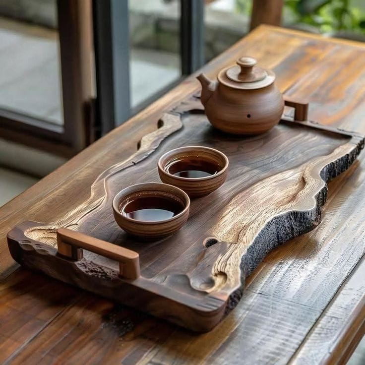 NATURAL WOOD TEA TRAY